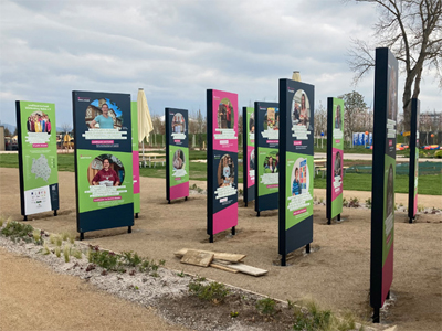 Werbepylon Präsentationswand Bundesgartenschau BuGA Mannheim Pylon