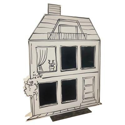 Häusersilhouette mit eingebauten Displays einzeln steuerbar.